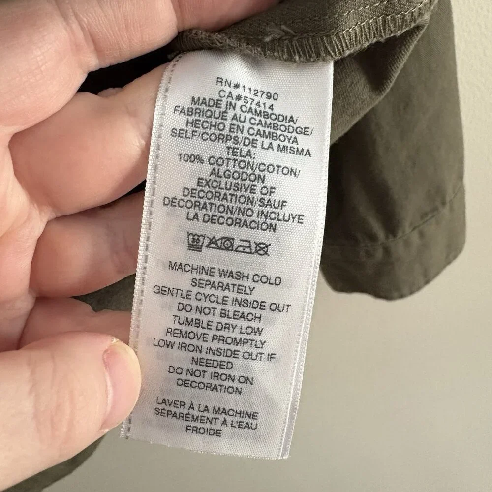 True Religion Men S Olive Green Casual Button Front Buddha Logo Military Jacket